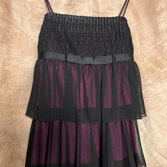 Jodi Kristopher Sleeveless Layered Tiered Dress Floral Lace Mesh Empire Waist - Picture 5 of 8